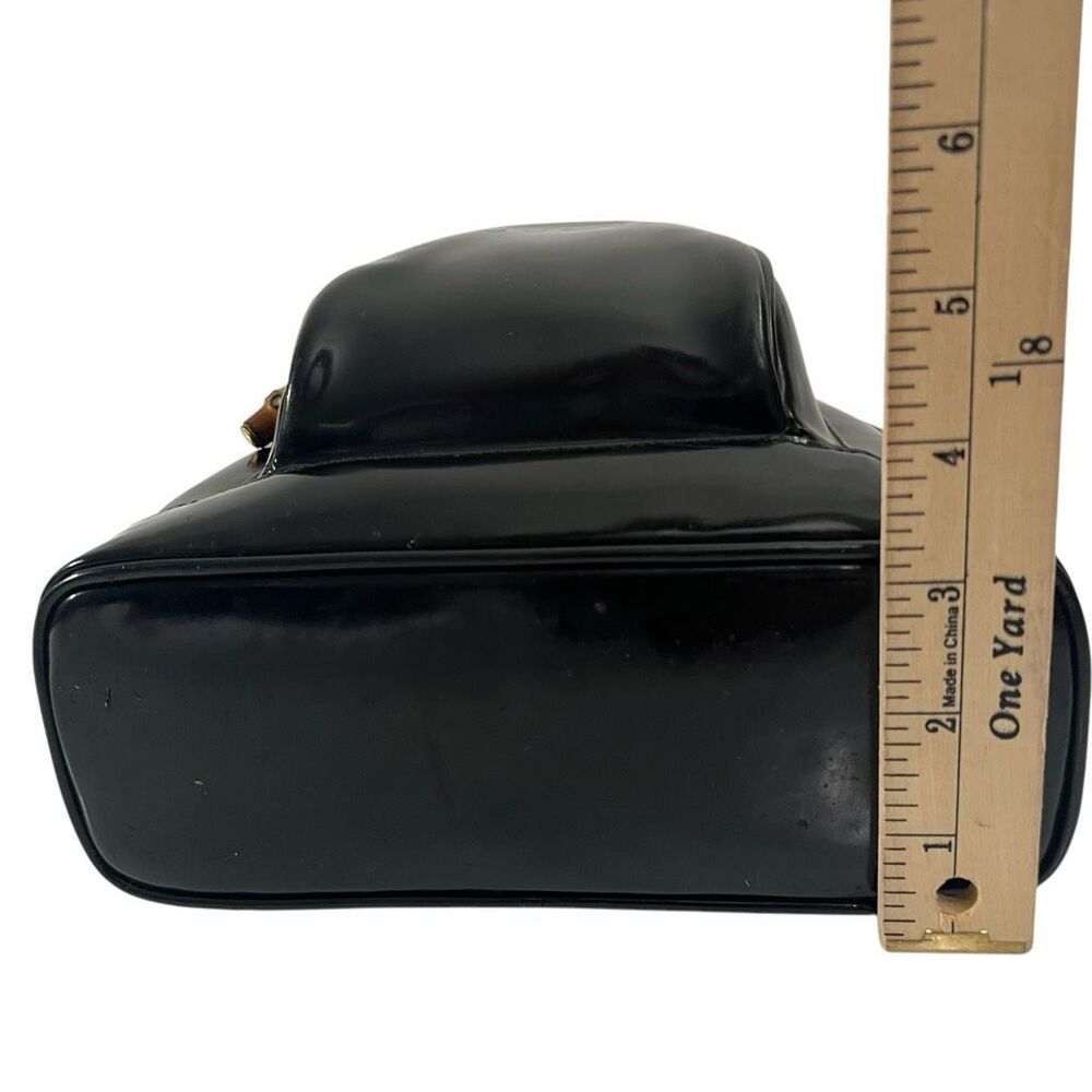 GUCCI Patent Leather Backpack Black Two Way w Strap Messenger Bag Bamboo Handle - Picture 11 of 12